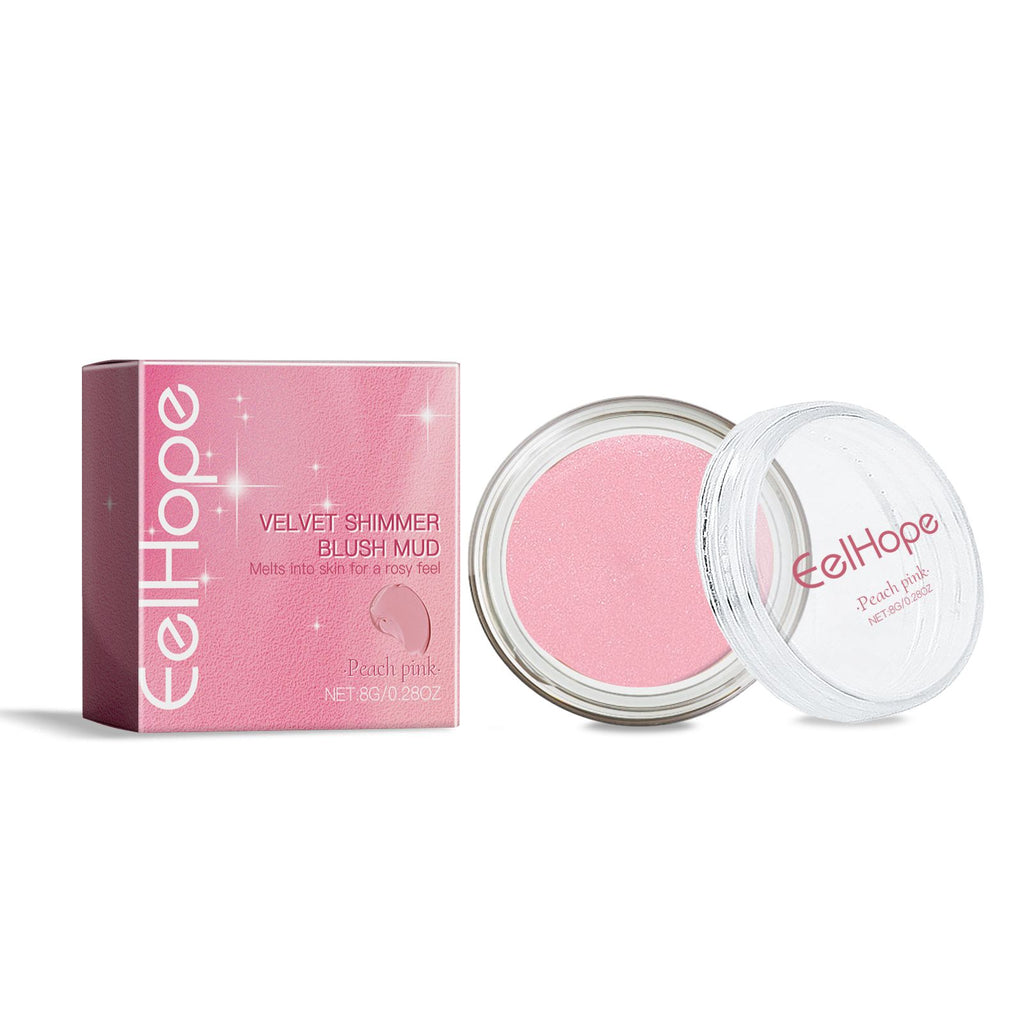 Eelhope (Peach pink)Velvet Fine Flash Blush Clay Series, Natural Light And Light Color Red Makeup Cheeks Fine Flash Blush Cla