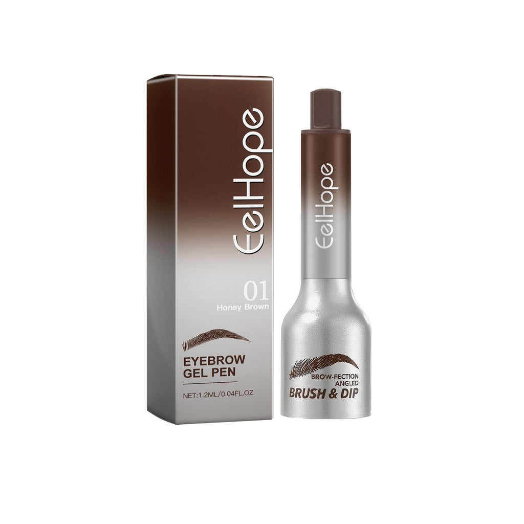 Eelhope Pressure Air Cushion Brow Cream Not Easy To Smudge Without Removing Makeup To Create Three-Dimensional Natural Long-Lasting Air Cushion Eyebrow Cream(Honey tea brown)