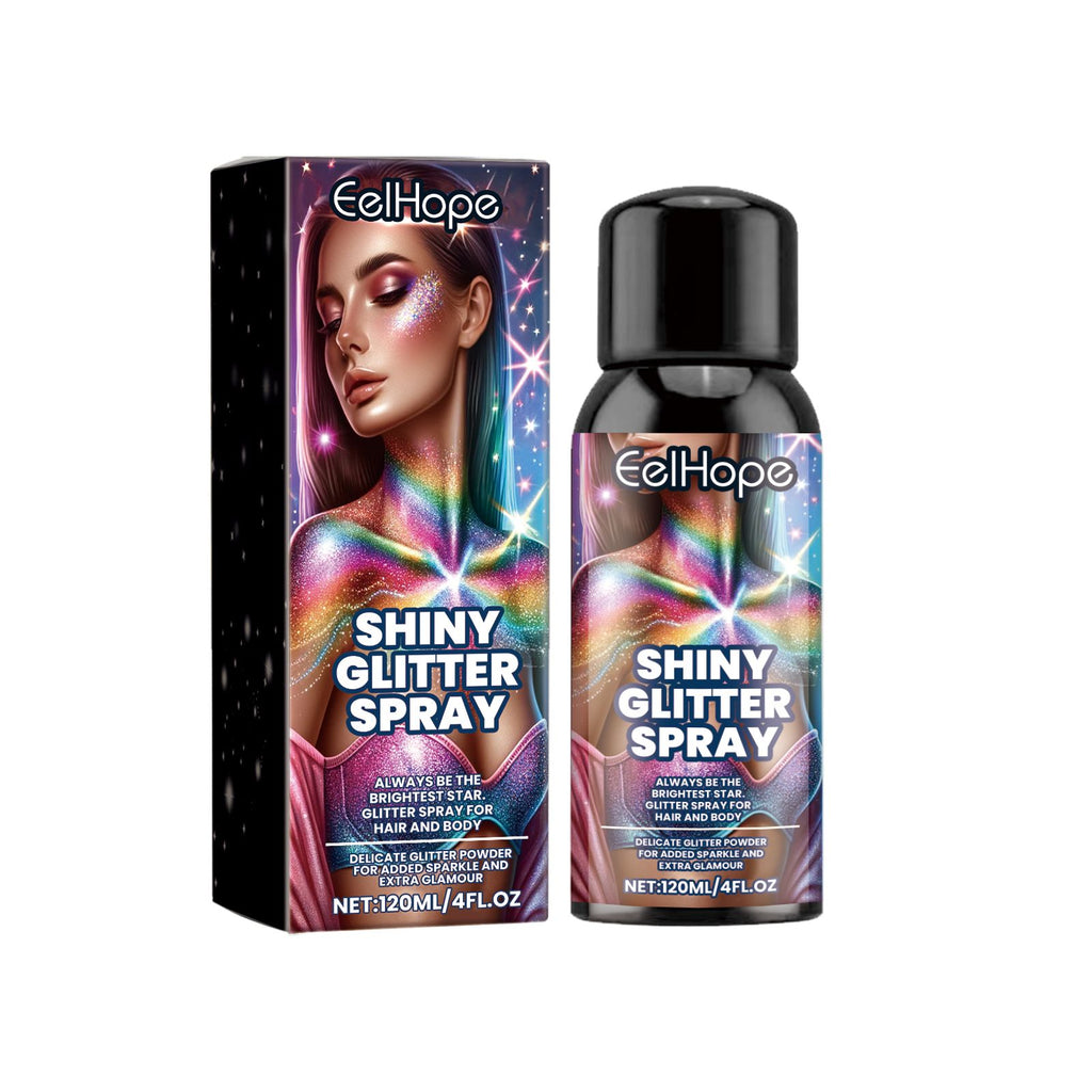 Eelhope Stage Makeup Glitter Spray, Dance Party Festive Atmosphere Carnival Hair Body Highlight Glitter Spray