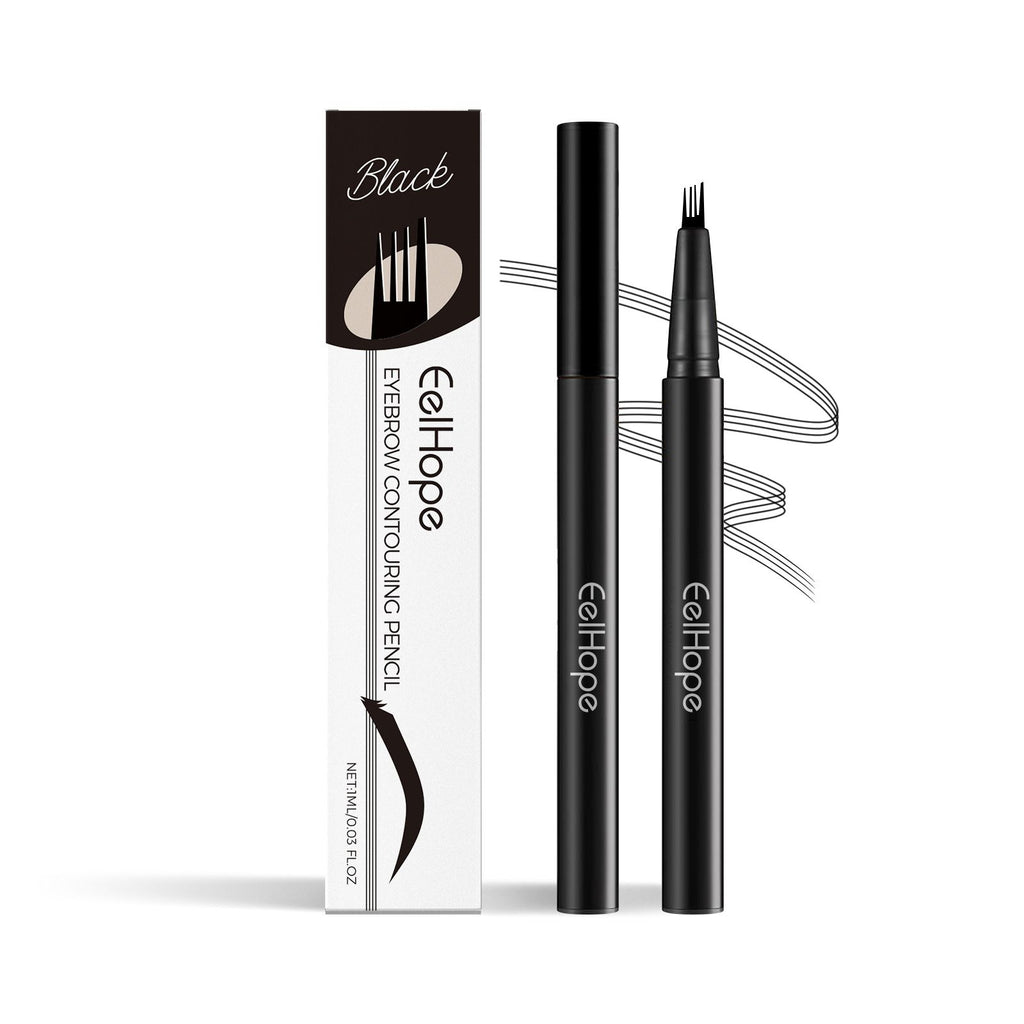 Eelhope(Black) Four-Prong Eyebrow Pencil Micro-Prong Applicator Waterproof And Sweat Resistant Long-Lasting Eyebrow Pencil Moisturizes And Nourishes Makeup