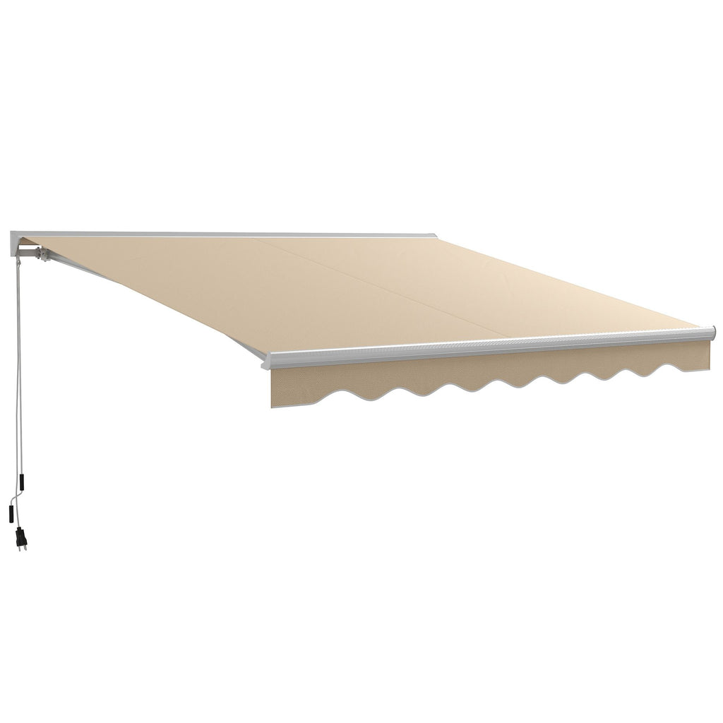 Electric Awning 13x10 with LED & Remote Control Cream White Perfect for Outdoor Patio Easy to Extend & Retract
