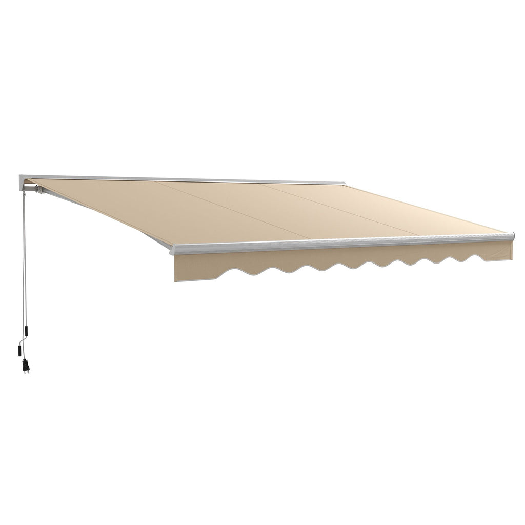 Electric Awning 16.5x10 with LED Remote Control for Outdoor Patio Cream White