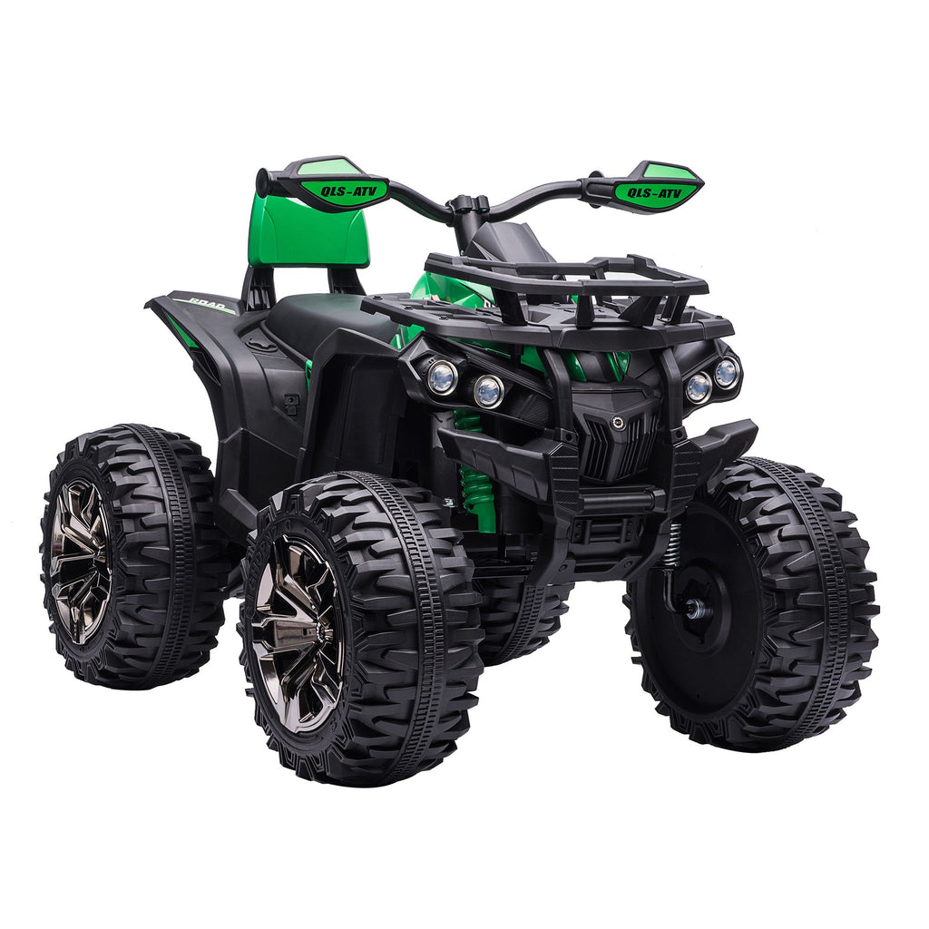 Electric Cars for Kids 12V with Music Realistic Headlights Wide Wheels Rechargeable Battery Green