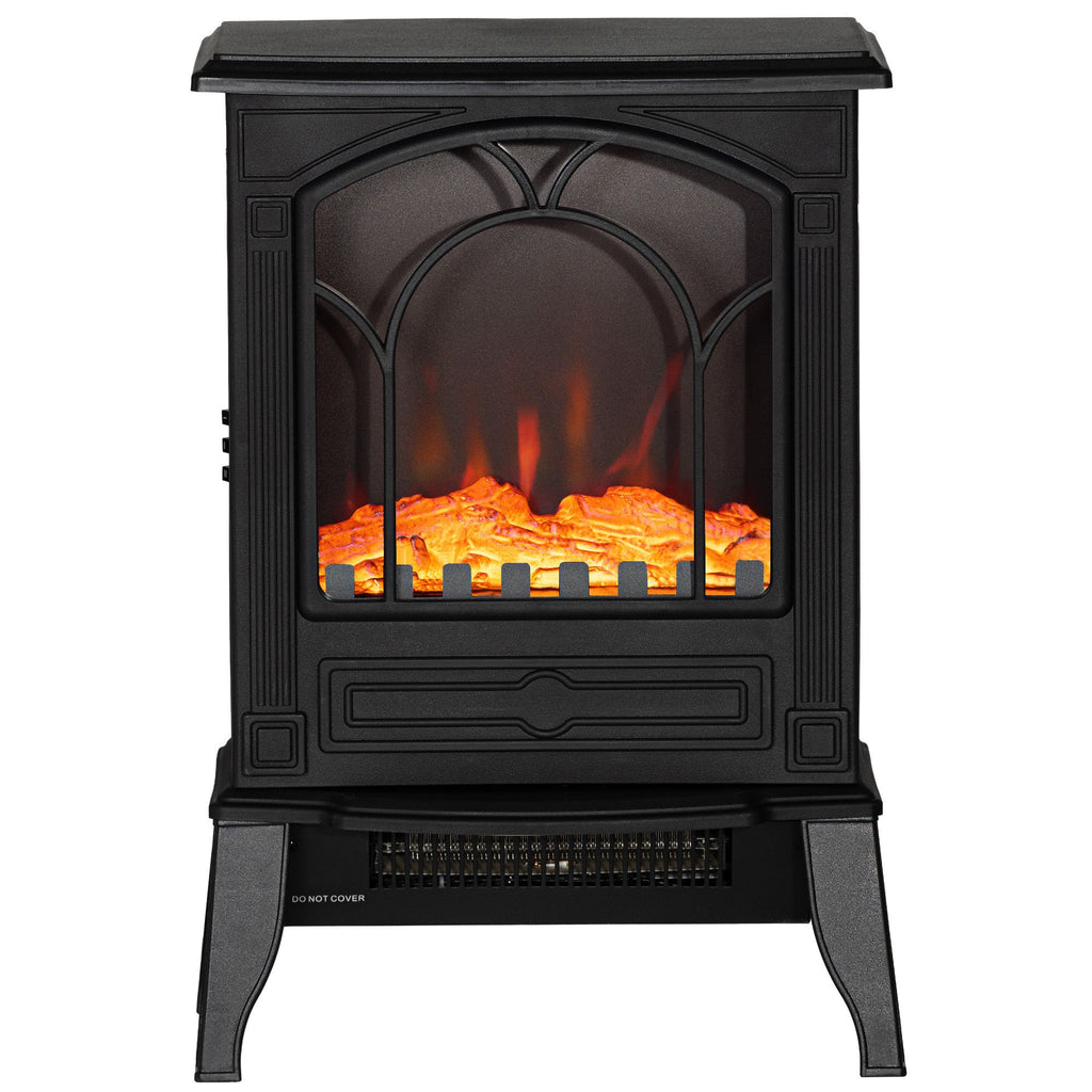 Electric Fireplace Heater, Freestanding Fireplace Stove with Realistic Flame Effect Overheat Protection 750W/1500W Black