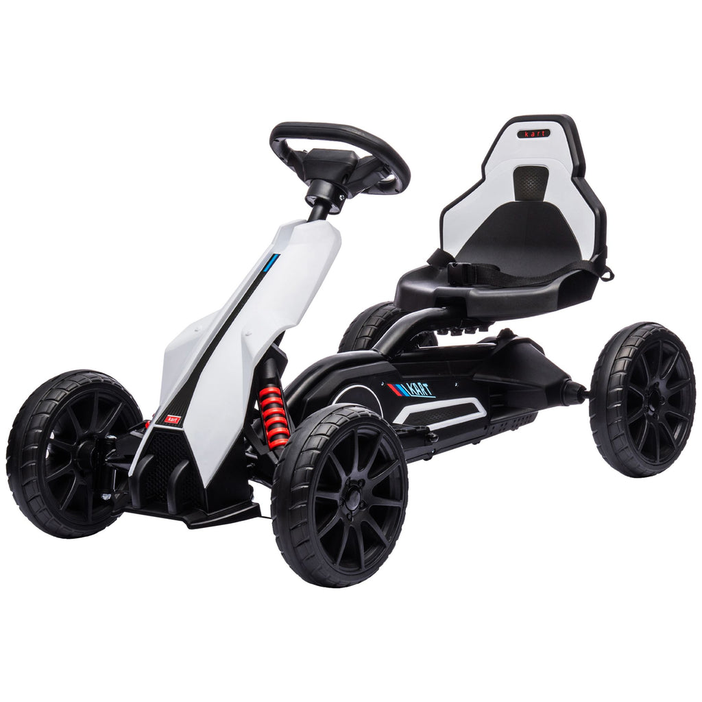 Electric Go Kart for Kids, 12V Adjustable Speed, Safe and Fun, White