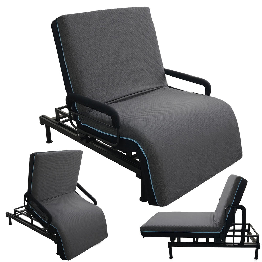 Electric Lift Bed for Seniors - Wired Remote Control with One-Touch Backrest Lift & Leg Lowering, Fall-Safe Rails, Safe Standing/Sitting/Lying Aid