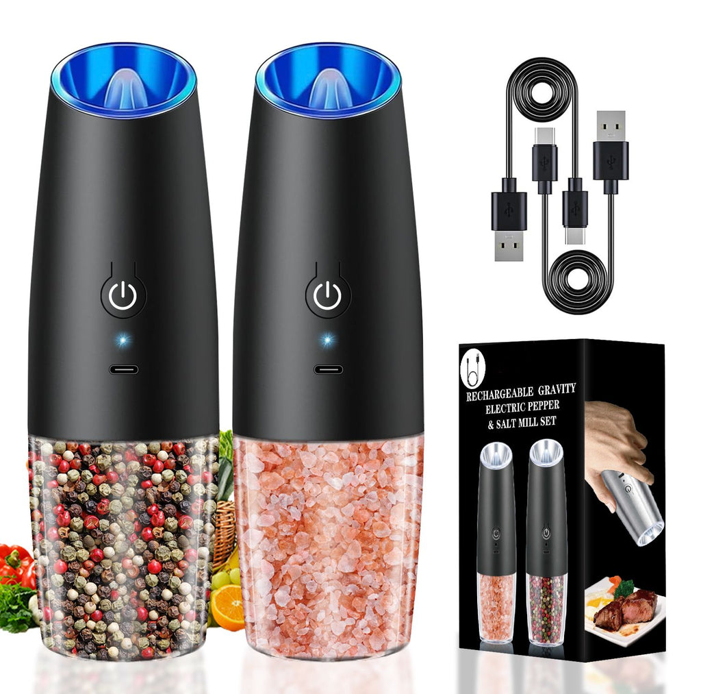 Electric Salt and Pepper Grinder Set, Rechargeable Salt Pepper Mills with Adjustable Coarseness And LED Light, One Hand Operated Spice Shaker Set for Kitchen(Amazon Logistics bans Wal Mart platform)