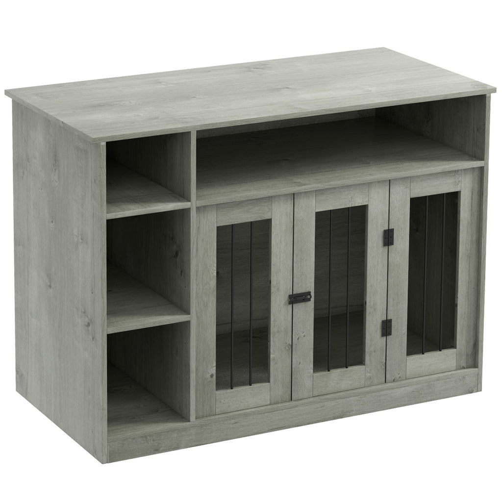 Elegant Dog Crate Furniture with Storage Gray Lockable Door Pet Cage for Medium Large Dogs 47 x 23.5 x 35