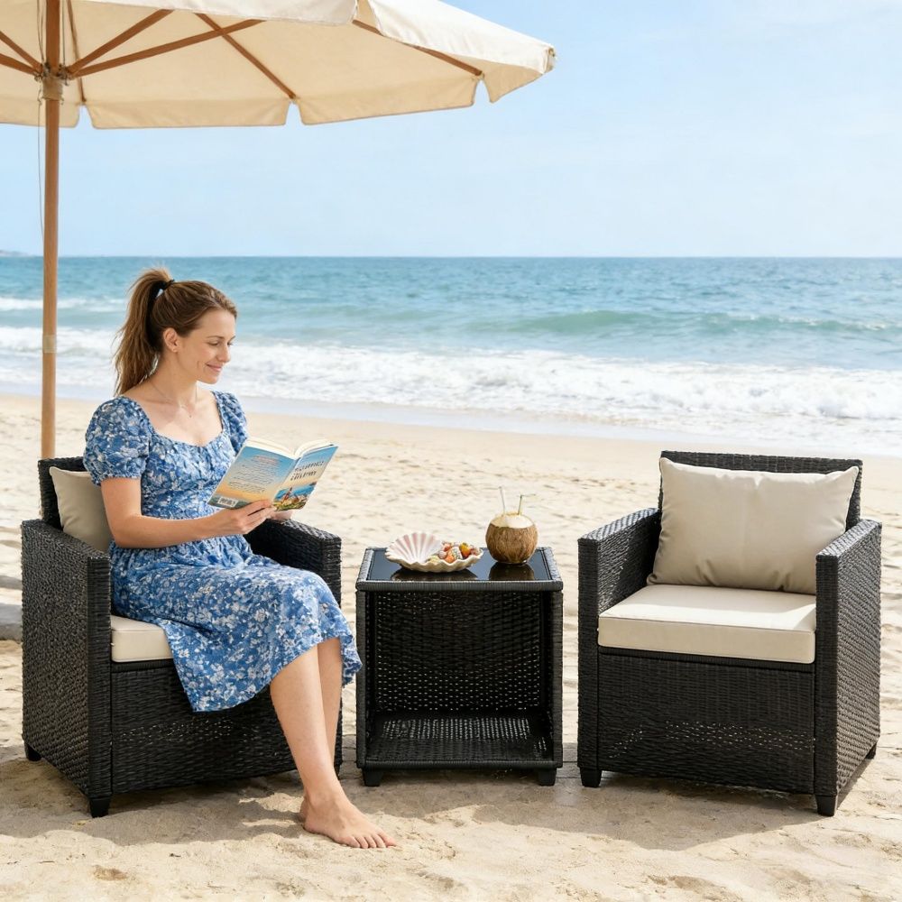 Elegant Rattan Sofa with Removable Cushion and Adjustable Foot 25.2 Inches X Inches X 28.7 Inches for Outdoor