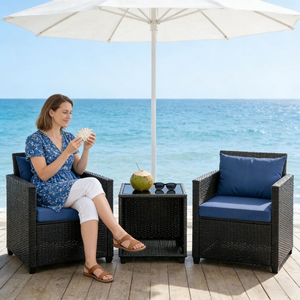 Elegant Rattan Sofa with Removable Cushion and Adjustable Foot 25.2 Inches X Inches X 28.7 Inches for Outdoor