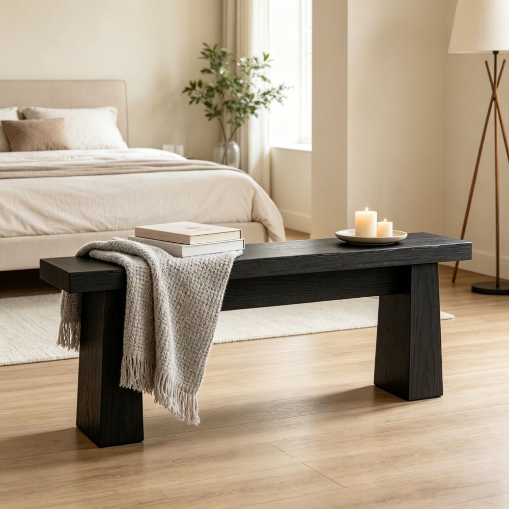 Elegant Solid Bench for Bedroom