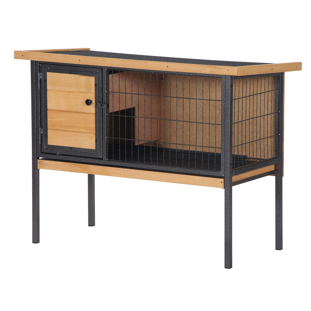 Elevated Outdoor Rabbit Hutch Wooden Pet House Bunny Cage with Removable Tray 36L x 17.75W x 27.5H Natural
