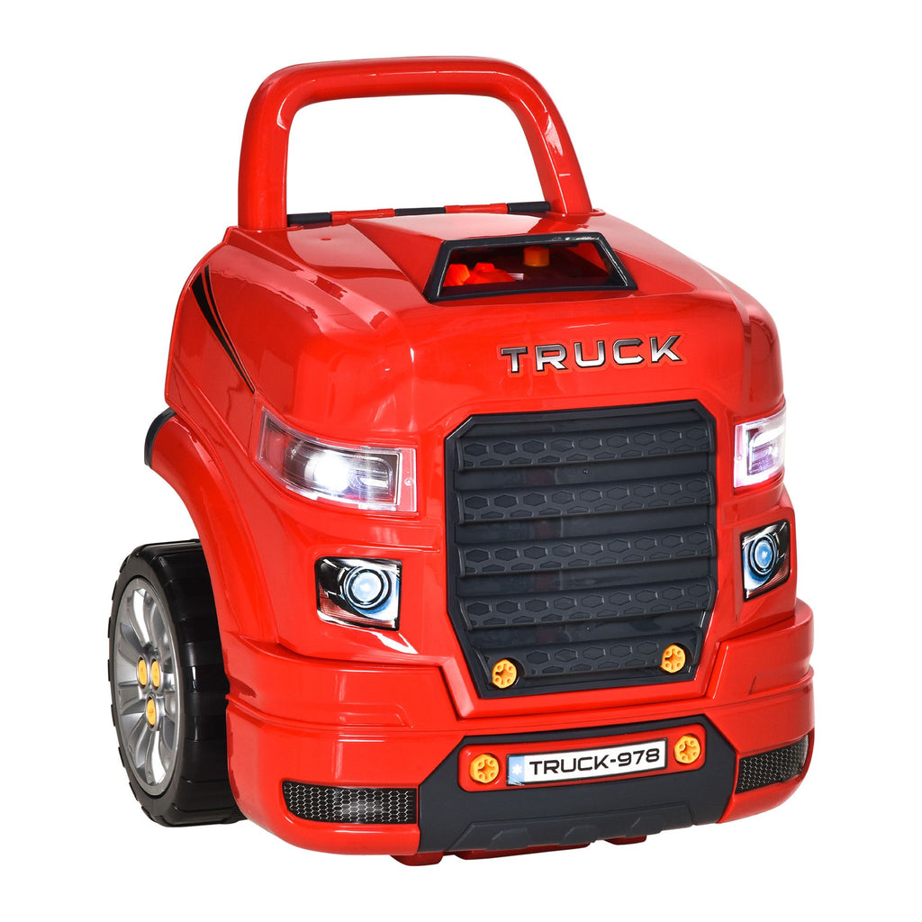 Engaging Kids Truck Engine Toy Set with RC Car Key | Red Mechanic Toys for Ages 3-5