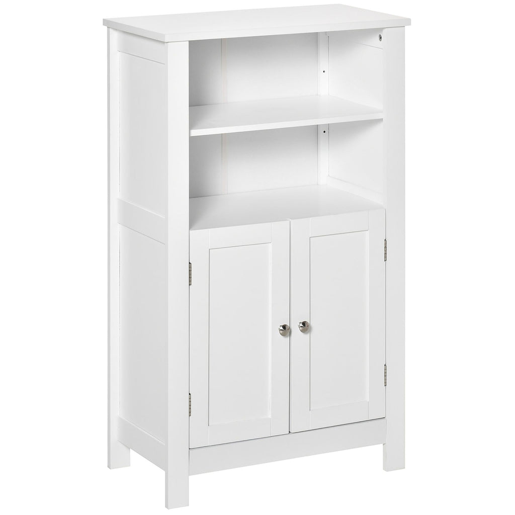 Entryway Essential: White Freestanding Double Door Bathroom Floor Cabinet