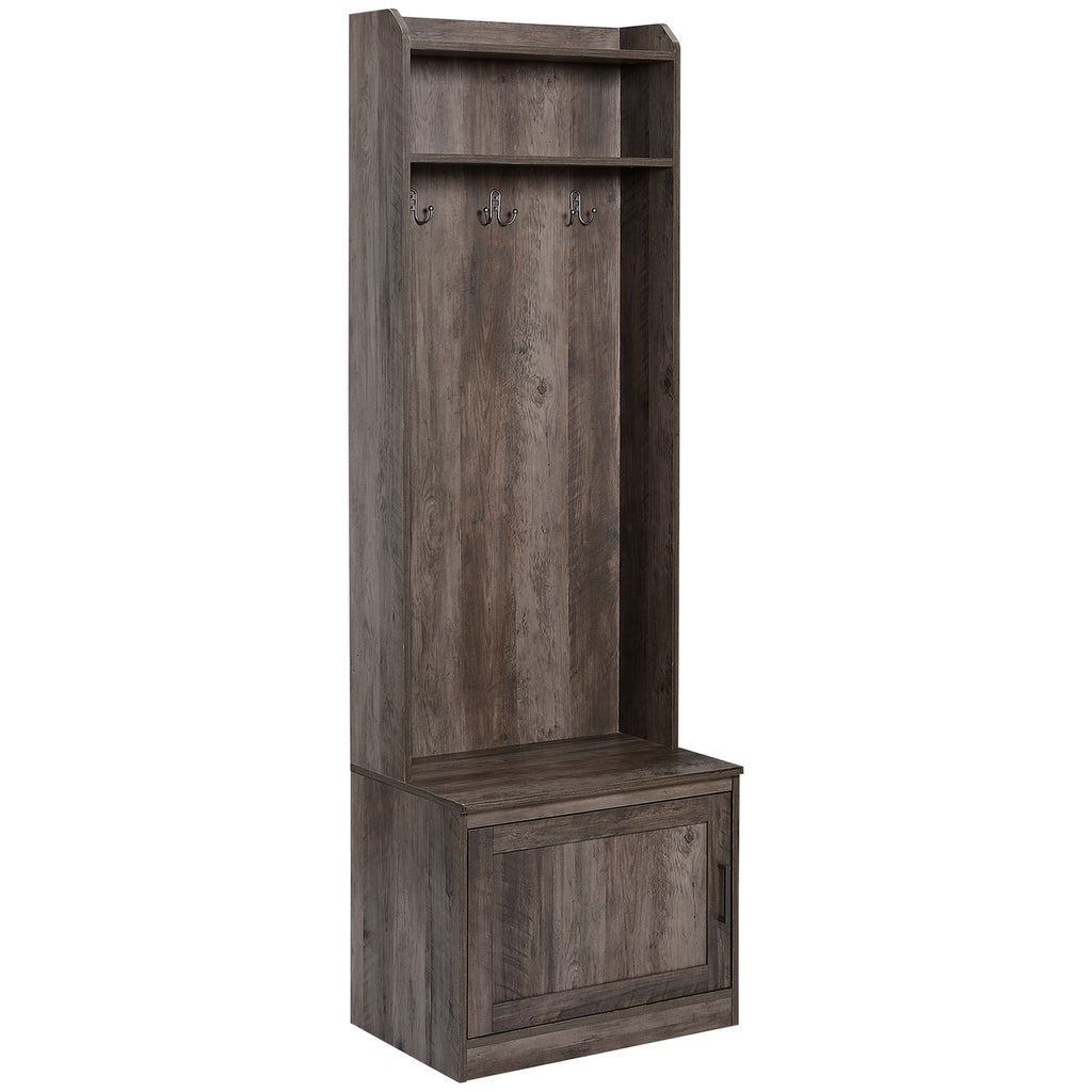 Entryway Hall Tree with Shoe Storage Bench Coat Rack Brown Rustic Accent Furniture for Hallway Mudroom