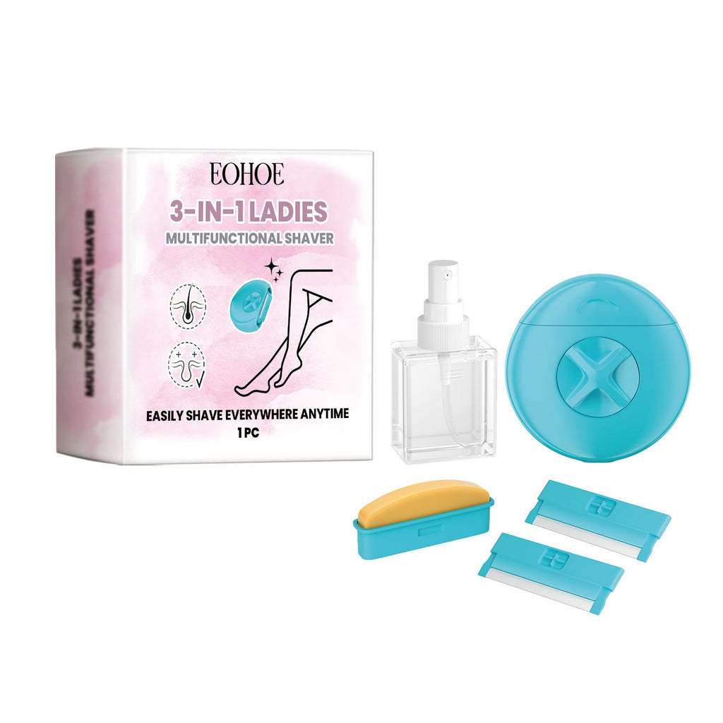 EOHOE 3-In-1 Women's Razor Multi-Functional Gentle Cleaning Shaver Travel Set
