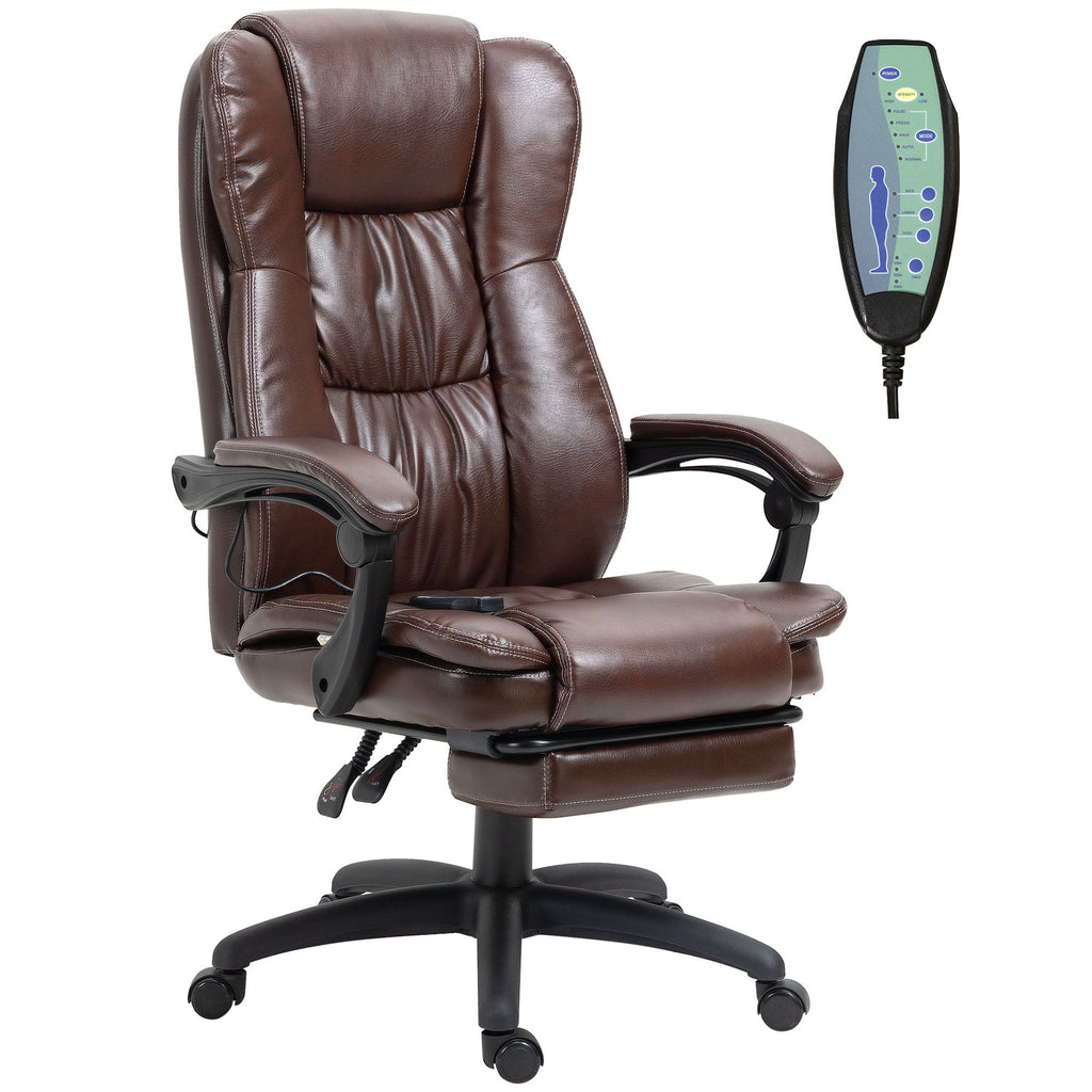 Ergonomic Chair 6 Point Vibrating Massage Comfortable with Footrest Massage Office Chair Brown