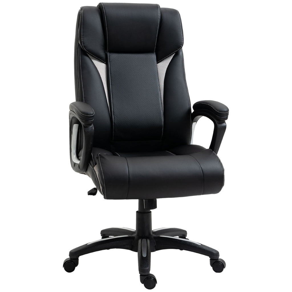 Ergonomic High Back PU Leather Office Chair, Rocker, Adjustable Height, 360 Swivel, Black