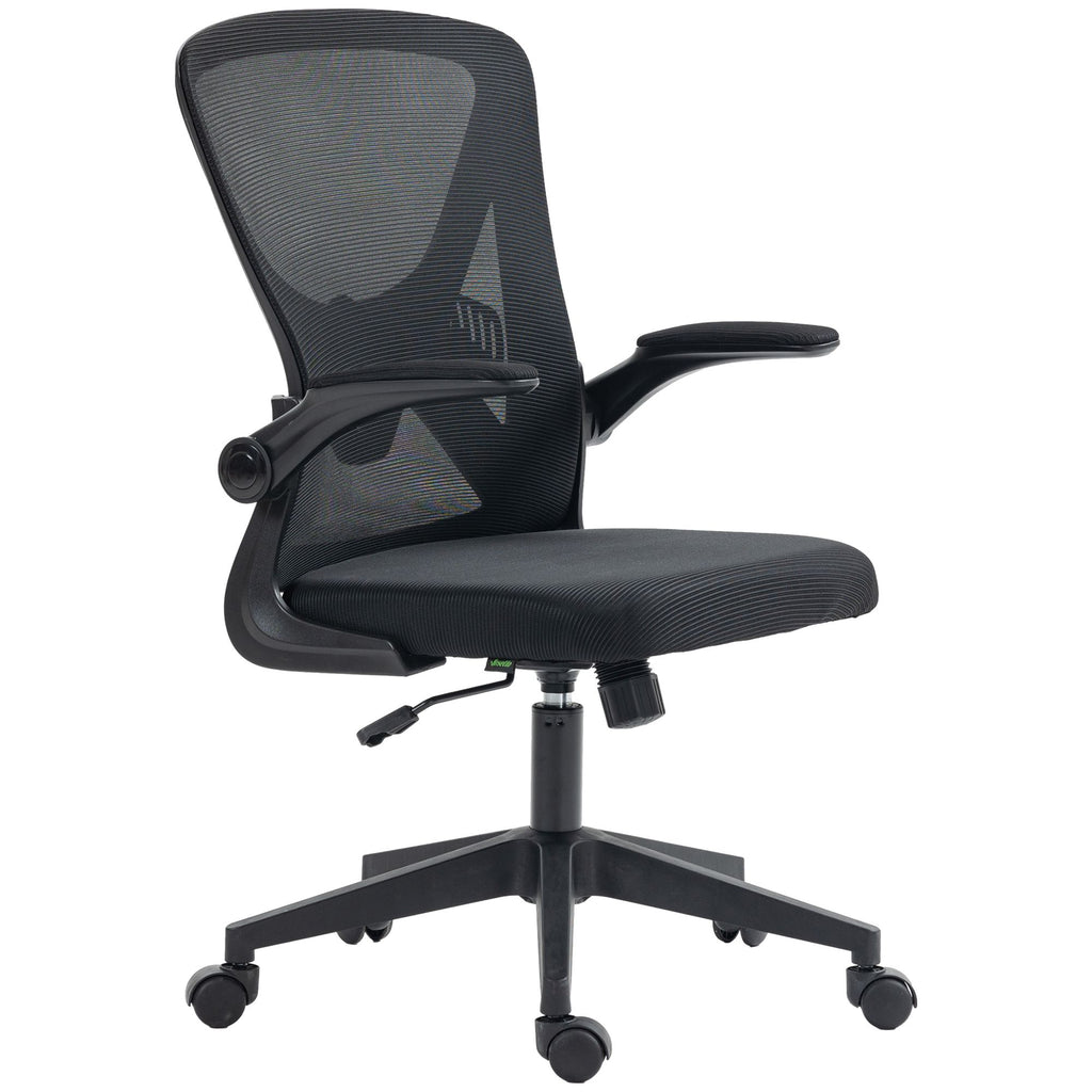 Ergonomic Massage Office Chair with Lumbar Support Adjustable Height Flip-Up Arms Black