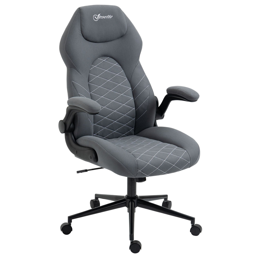 Ergonomic Office Chair Dark Gray High-Back with Flip-Up Armrests Adjustable Height Swivel Wheels Tilt Function