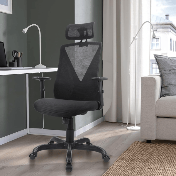Ergonomic Office Chair with Adjustable Headrest and Armrest, Mesh Swivel Desk Chair with Storage Function for Work, Gaming