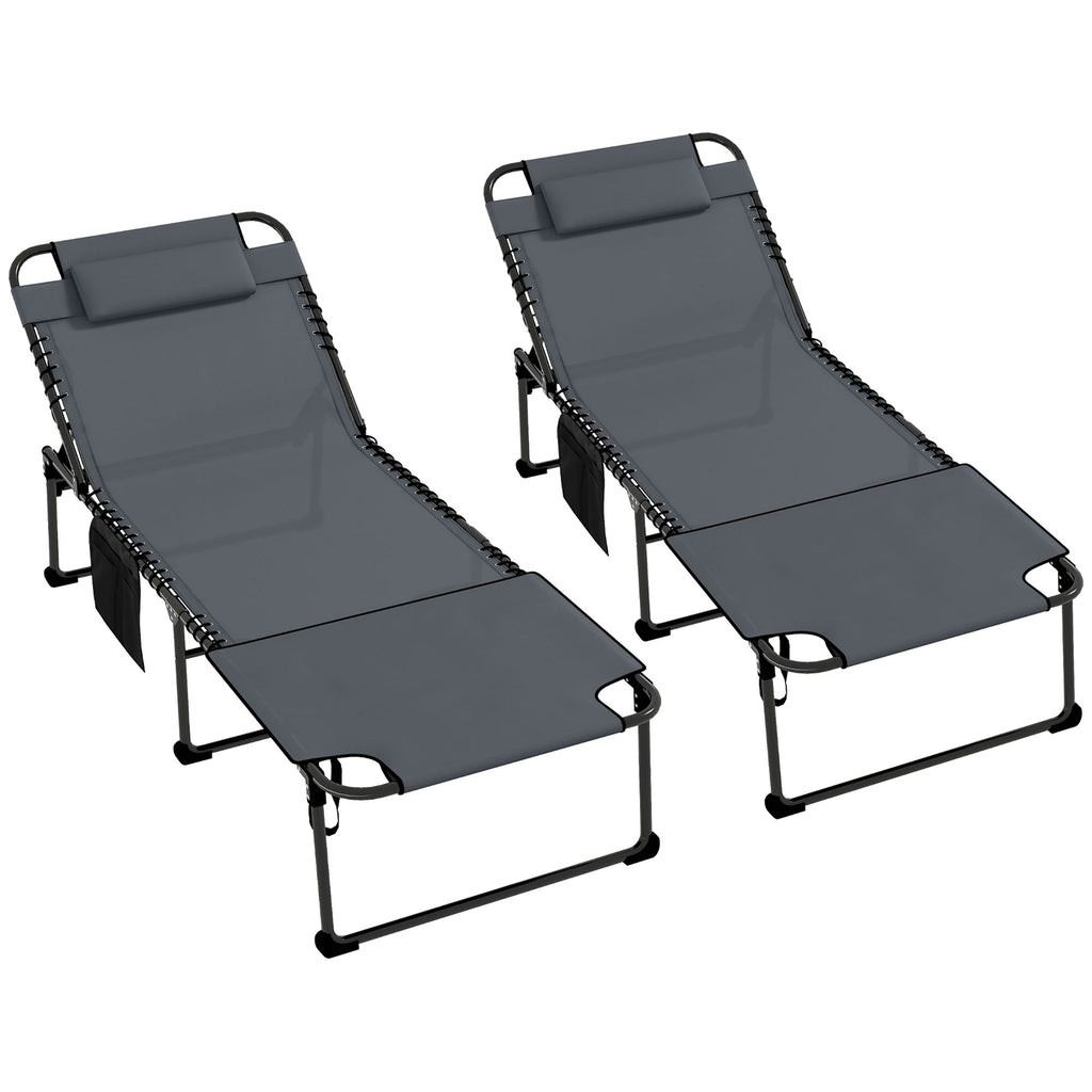 Ergonomic Recliners for Poolside Bliss 5-Level Gray Loungers with Reading Hole and Side Stash for Ultimate Relaxation