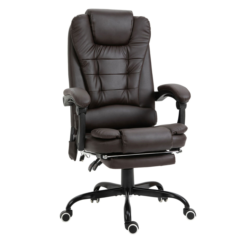 Ergonomic Vibration Massage Office Chair with 7 Points Computer Chair Retractable Footrest Brown