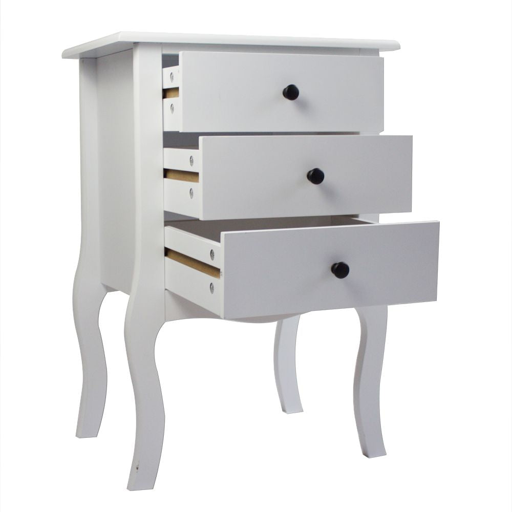 European Bedside Table-Three Pumps White  YJ