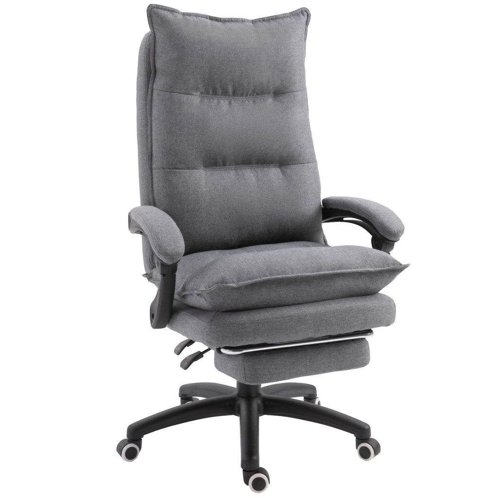 Executive Office Chair, 360 Swivel, Adjustable Recliner with Retractable Footrest, Gray