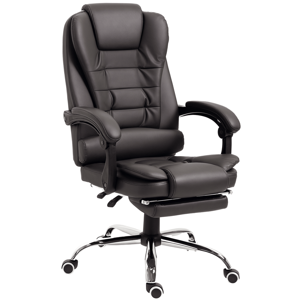 Executive Office Chair, High Back Reclining Computer Chair with Footrest and Armrest, Coffee