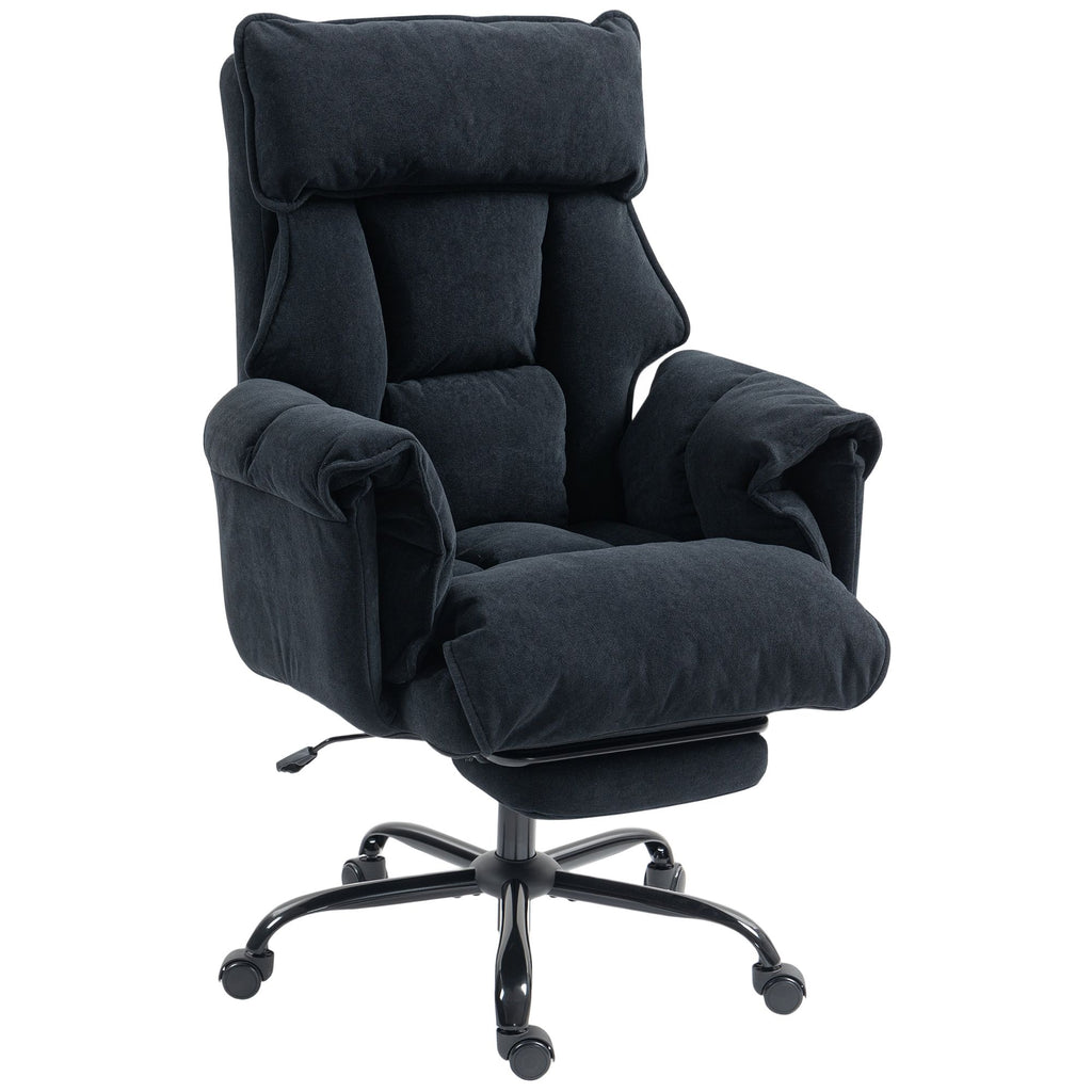 Executive Office Chair, Reclining Computer Chair with Footrest, High Back, Headrest, Adjustable Height, Black