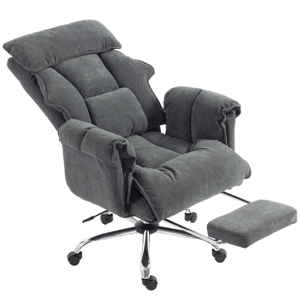Executive Office Chair, Reclining Computer Chair with Footrest, High Back, Headrest, Adjustable Height, Dark Gray