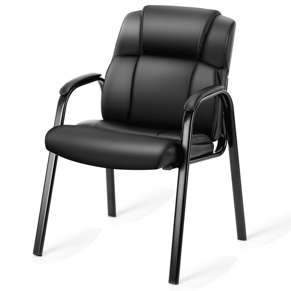 Executive Office Guest Chair - Stylish and Comfortable PU Leather Desk Chair with Lumbar Support and Padded Armrest, Perfect for Conference Rooms, Reception Areas, and Waiting Rooms(1 PCS)