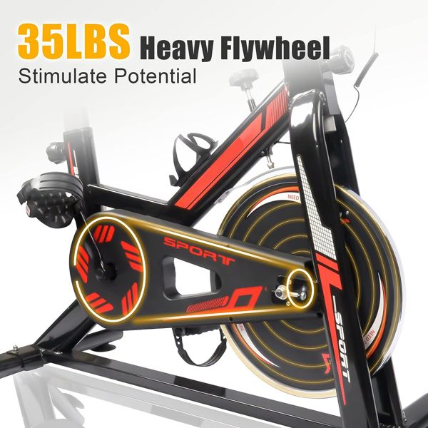 Exercise Stationary Bike 330 Lbs Weight Capacity, Spin Indoor Cycling Bike with LCD Monitor and Comfortable Seat Cushion for Home Gym Cardio Fitness Training