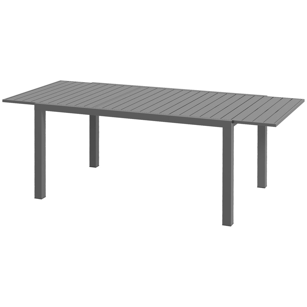 Expandable Aluminum Outdoor Dining Table Charcoal Gray for 6-8 Patio Garden