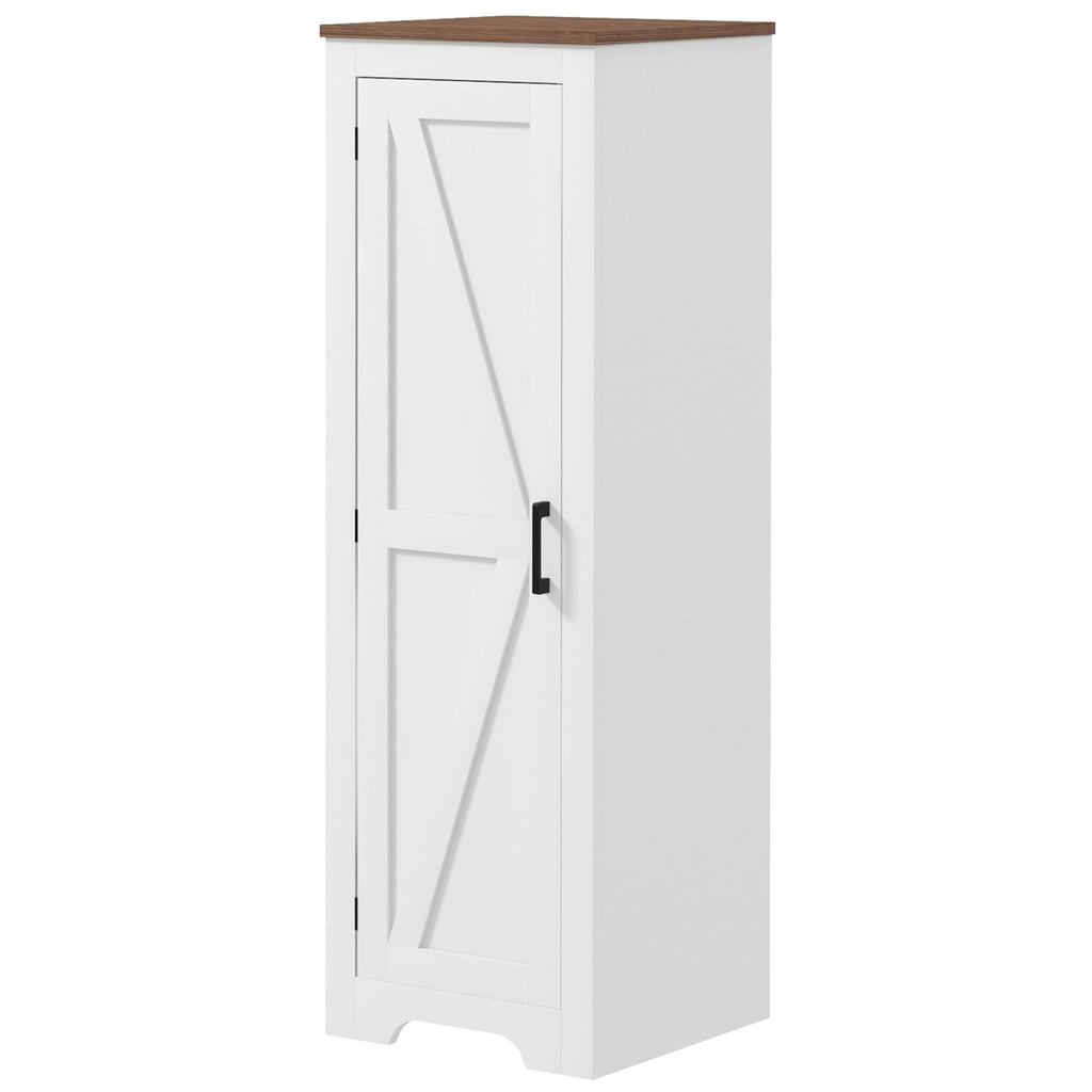 Farmhouse Accent Cabinet with Adjustable Shelf Barn Door Storage Cabinet for Living Room Floor Pantry Cabinet White