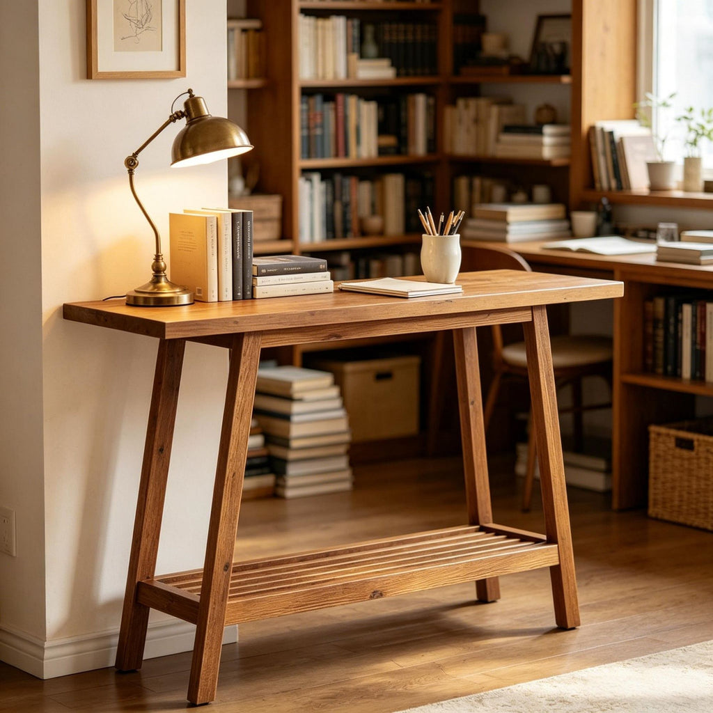 Farmhouse Style Console Table with Adjustable Anti for Living Room