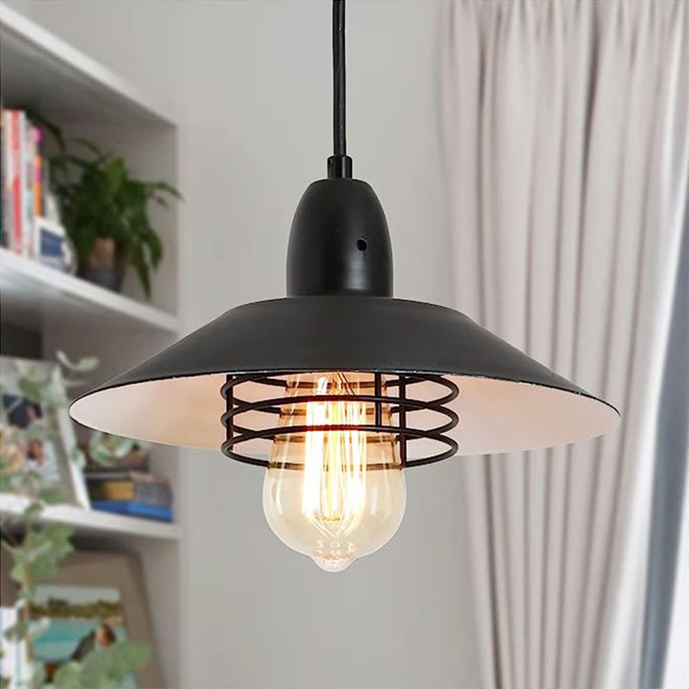 Farmhouse Vintage Pendant Light Black Fixture Pendant Lights with Spring Frame Adjustable Metal Hanging Lamp E26 [No Bulb][Unable ship on weekends, TK/TEMU only for pickup]