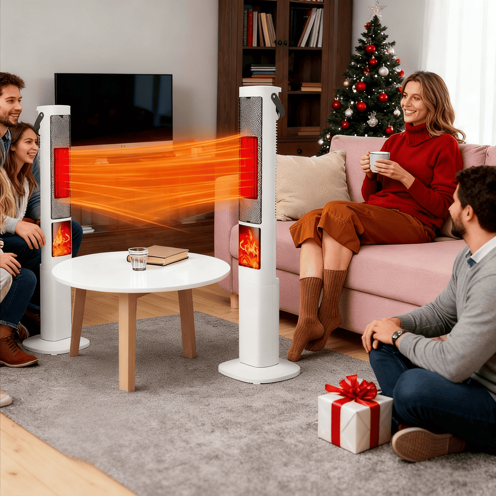 Fast Heating Oscillating Space Heater - 120° Wide Angle 30% Faster Warmth, 3D Flame, 5 Timer & Remote Control, Safe Quiet Heater for Bedroom Office