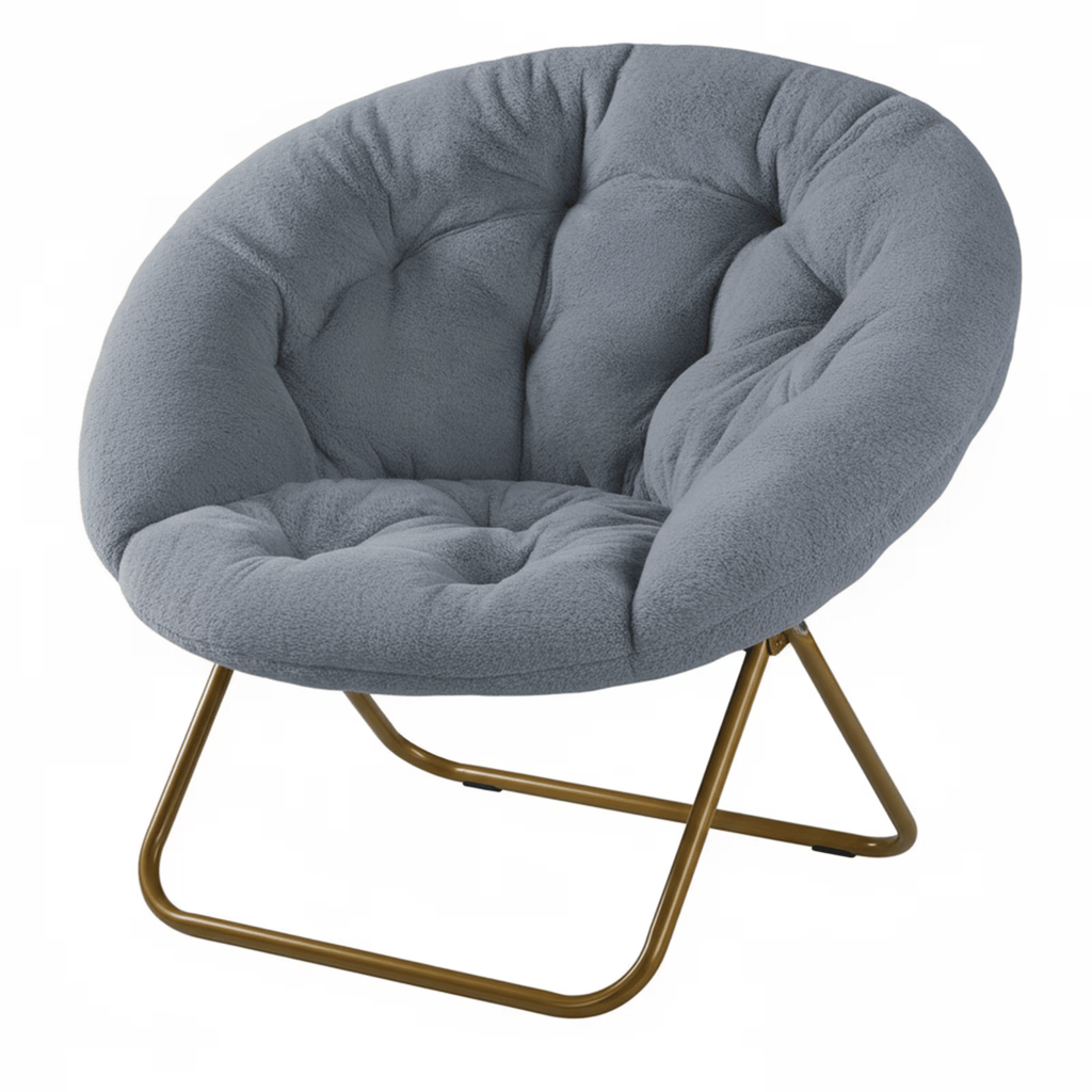 Faux Fur Saucer Chair, Comfortable Disc Chair, Ideal for Living Room & Bedroom, in Gray, White, Pink