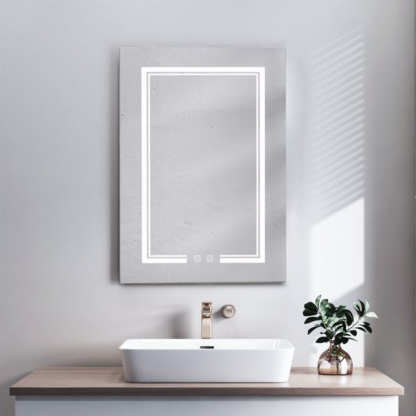 FCH 28*20in OZON Board; 1 Door; 2 Layers; Led Light; Anti-Fog; Three-Color Lighting; Brightness Adjustment; Power-Off Memory; With 2 Plugs; 2 USB Ports; Bathroom Wall Cabinet; Black