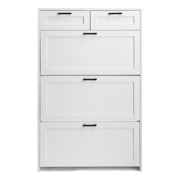 FCH 3 Drawers 2 Drawers with Top Baffle Shoe Cabinet Particle Board 80*25*120cm White