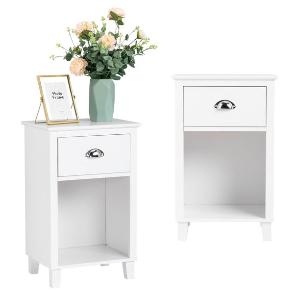 FCH 40*30*63cm Simple And Modern White Cabinet; MDF Spray Paint; High Legs; Two Drawers; Bedside Table