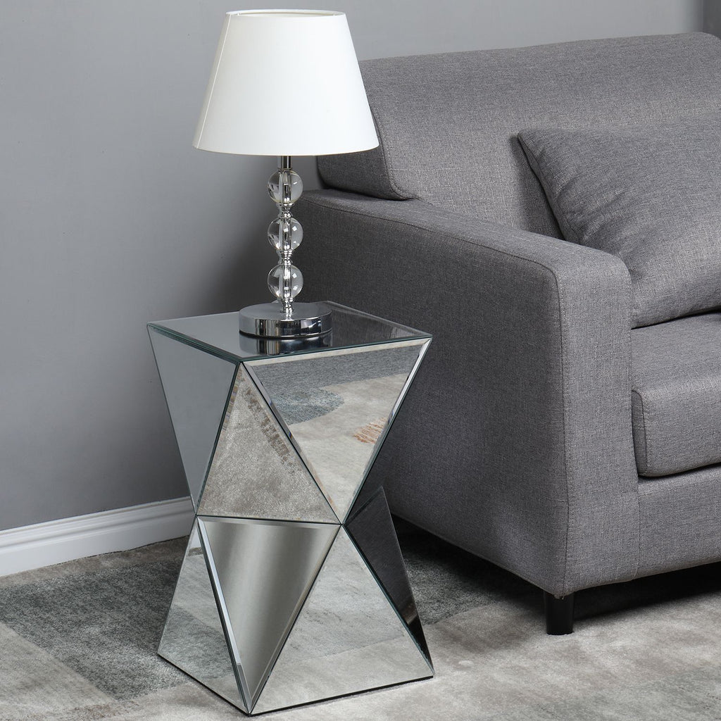 FCH Density Board With Mirrored Irregular Nightstand Silver