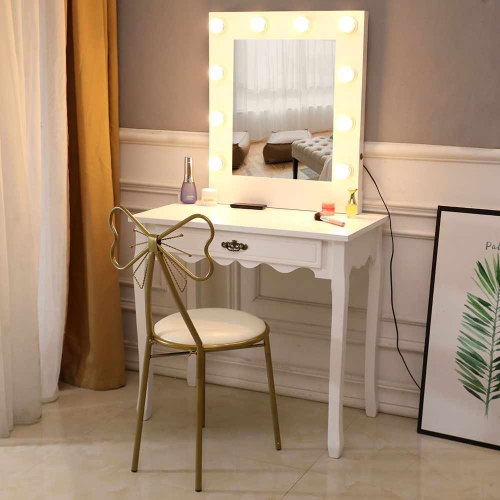 FCH Generous Mirror Single Pumping Foot With Bulb Warmer Dressing Table White--YS