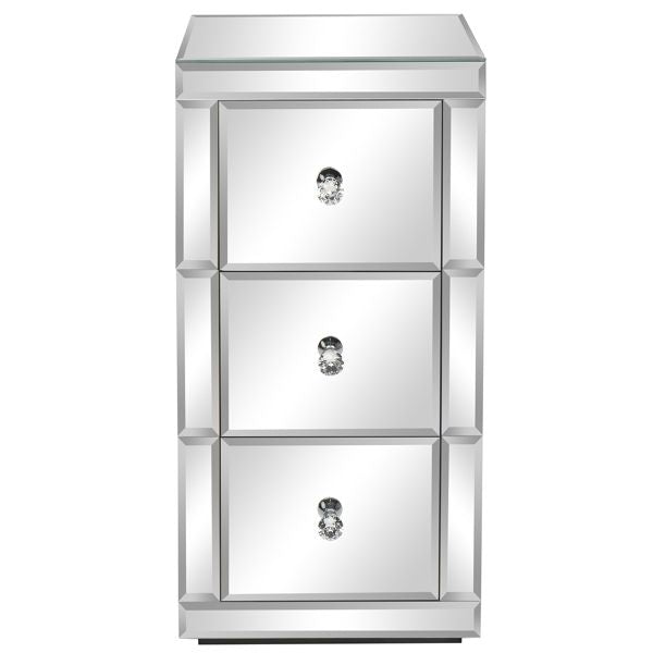 FCH Mirrored Nightstand; Silver Side/End Table for Living Room Bedroom