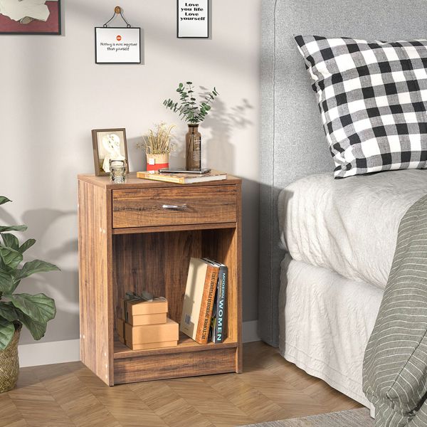 FCH Retro Color Particleboard Triamine Curved Handle One Drawer Bedside Table