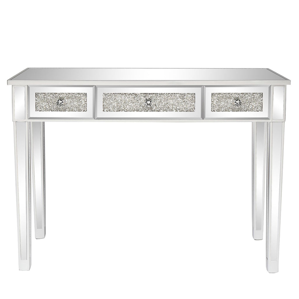 FCH Silver MDF Mirror Surface Broken Glass Three Pumping Computer Desk