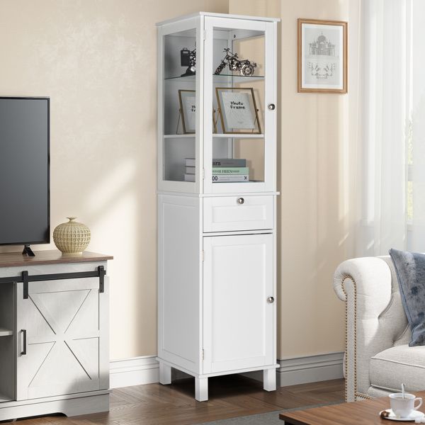 FCH Single Drawer Double Door MDF Spray Paint Bathroom Cabinet White