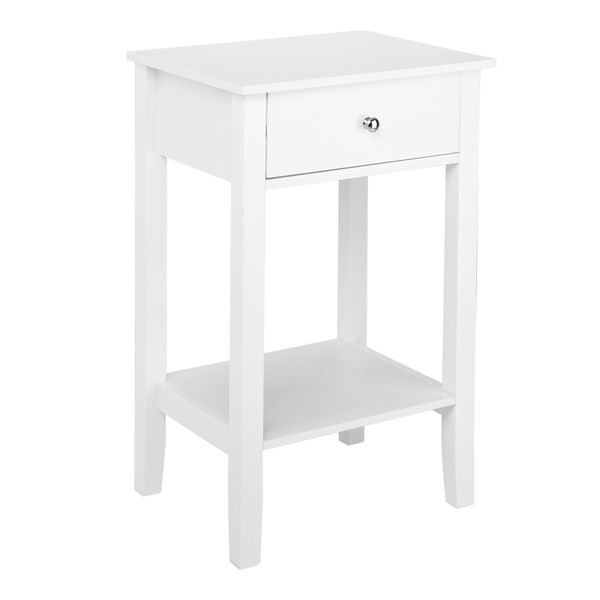 FCH Two-layer Bedside Table Coffee Table with Drawer White